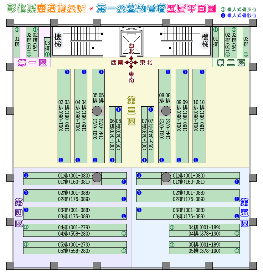 第一公墓納骨塔五層平面圖